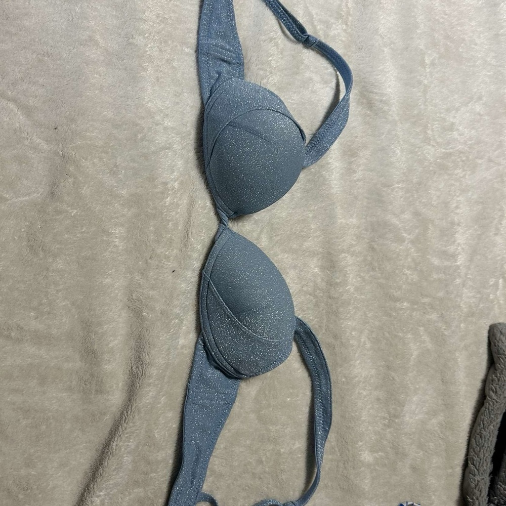 Elegant Blue Glitter Bra